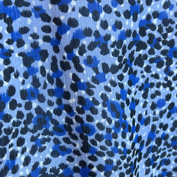 Express Blue Leopard Print Faux Wrap Peplum Top, Large - Picture 6 of 10